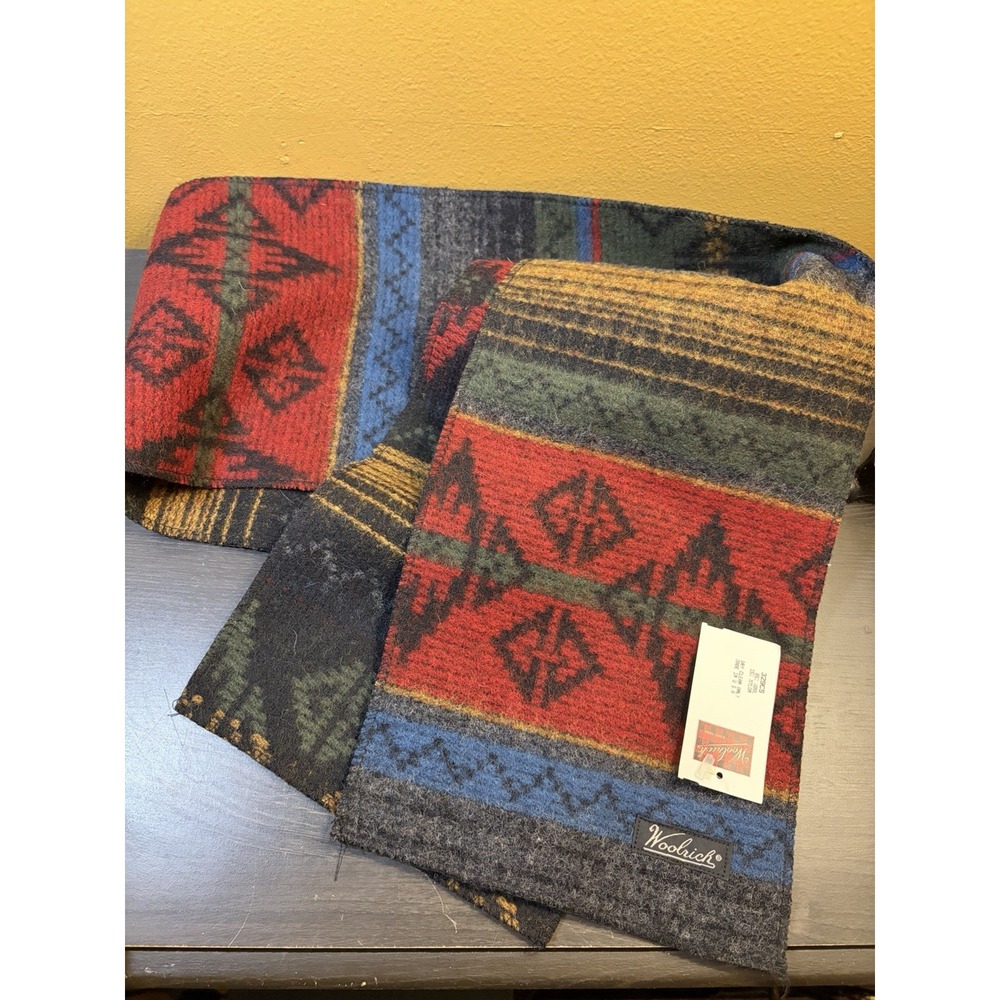 Vintage 70s Woolrich Scarf Aztec Wool Blend Made in USA NWT Cabincore Deadstock